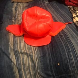 Hunting orange cap w/ear flaps